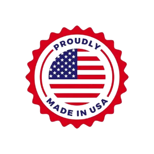 Seal indicating the product is proudly manufactured in the United States
